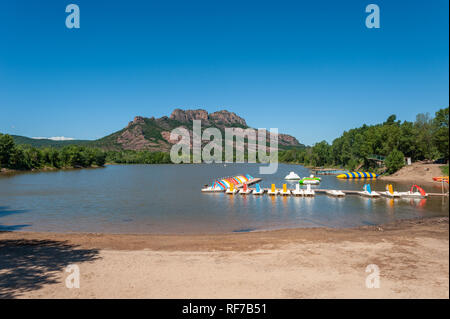Landscape at the lake Arena with the rock of Roquebrune, Var, Provence-Alpes-Cote d`Azur, France, Europe Stock Photo